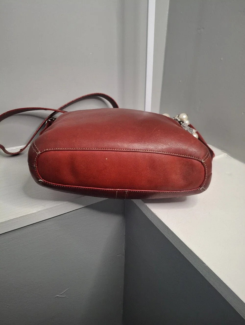 Coach Vintage Legacy Slim Duffle Red Leather Crossbody Shoulder Bag 2004